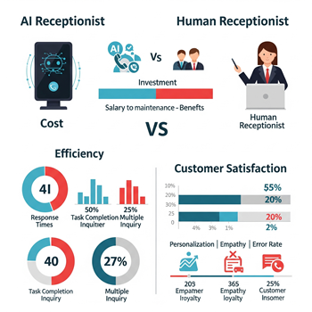AI Receptionist vs. Human Receptionist: Cost, Efficiency & Satisfaction Breakdown